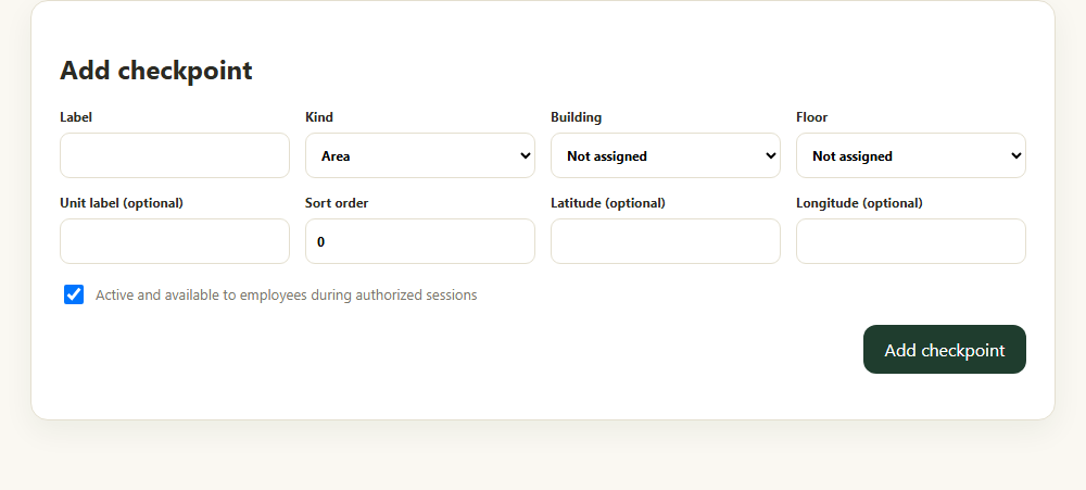 Maintain the checkpoint label, type, order and reviewed position.