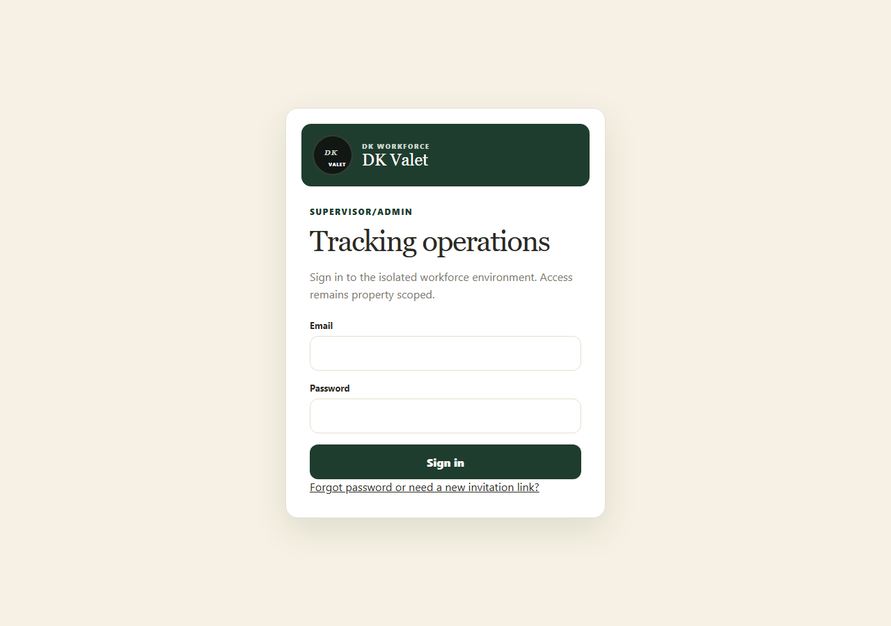 Sign in to the Operations website using your workforce account.