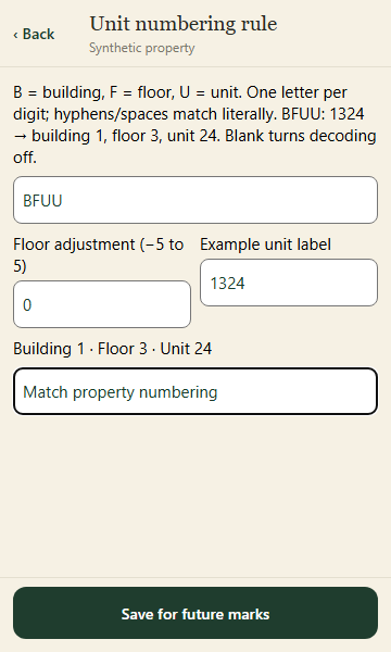 Preview the actual label convention before saving a rule for future setup marks.