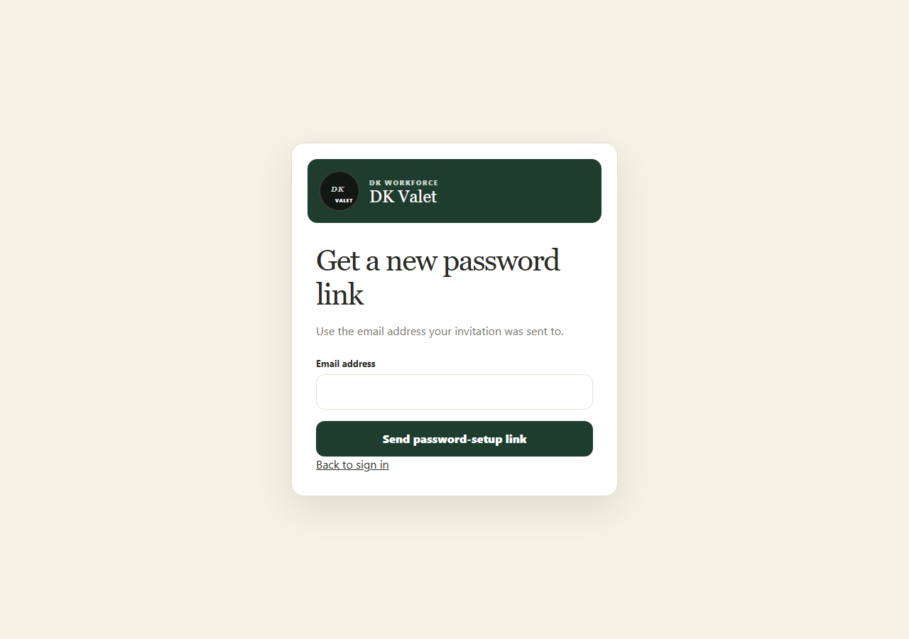 Request an email to recover your existing workforce account.
