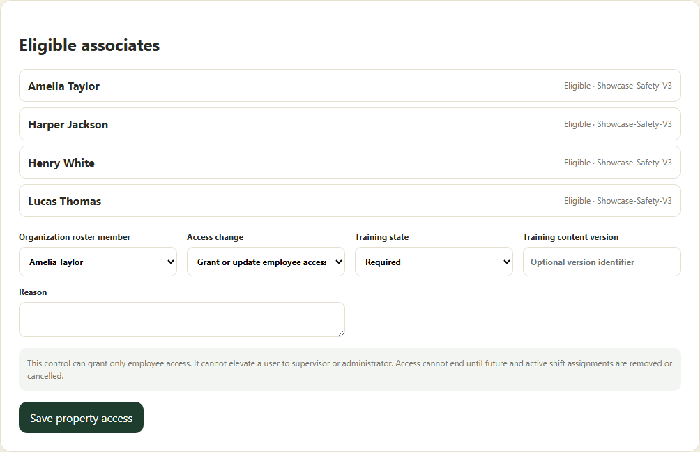 Review eligibility and use the property access and training form.