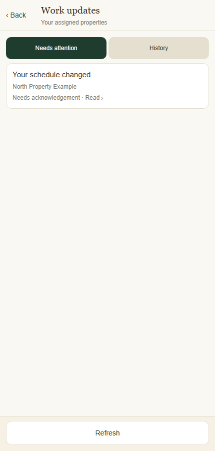 Work updates retains changes that need your attention.